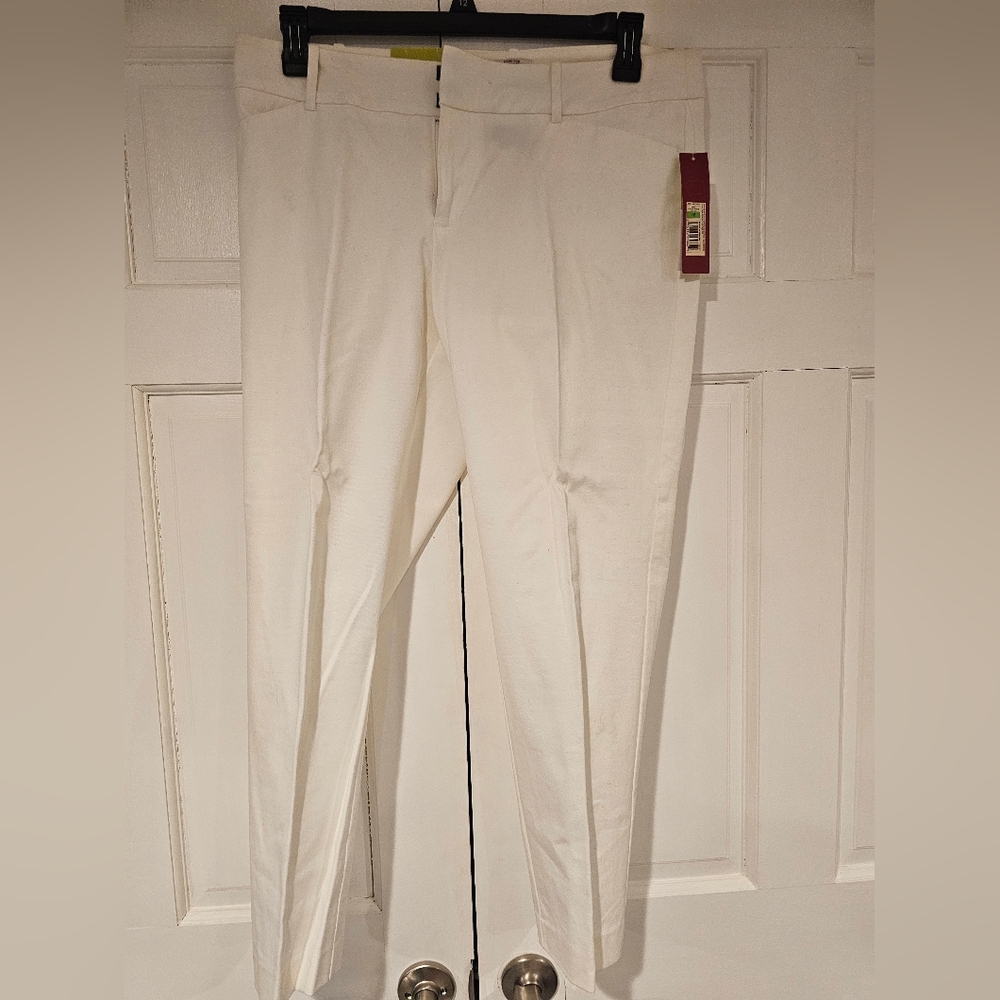 White Cropped Ankle Pants with Classic Straight Cut